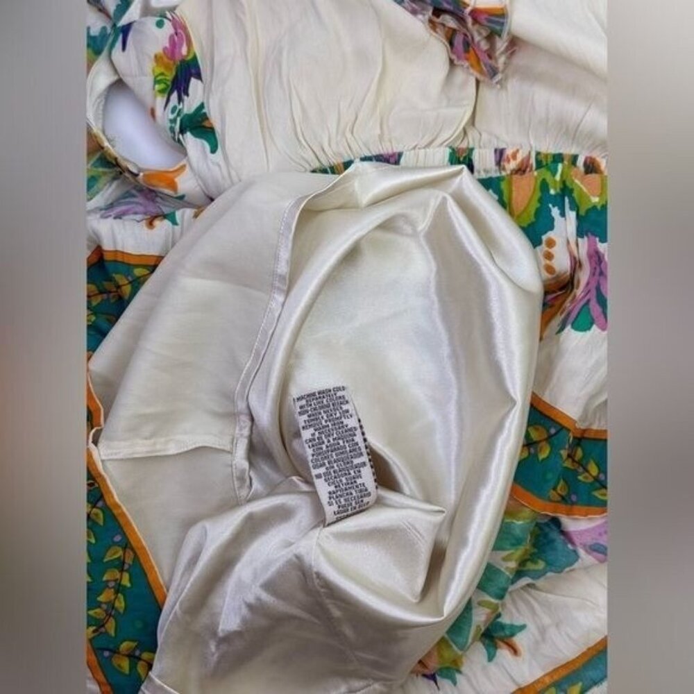 ECI NY Floral Mini Dress Ruffled Neckline Silk Blend Sleeveless Colorful Size 2 - Picture 8 of 11